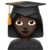 👩🏿‍🎓 woman student: dark skin tone display on Apple